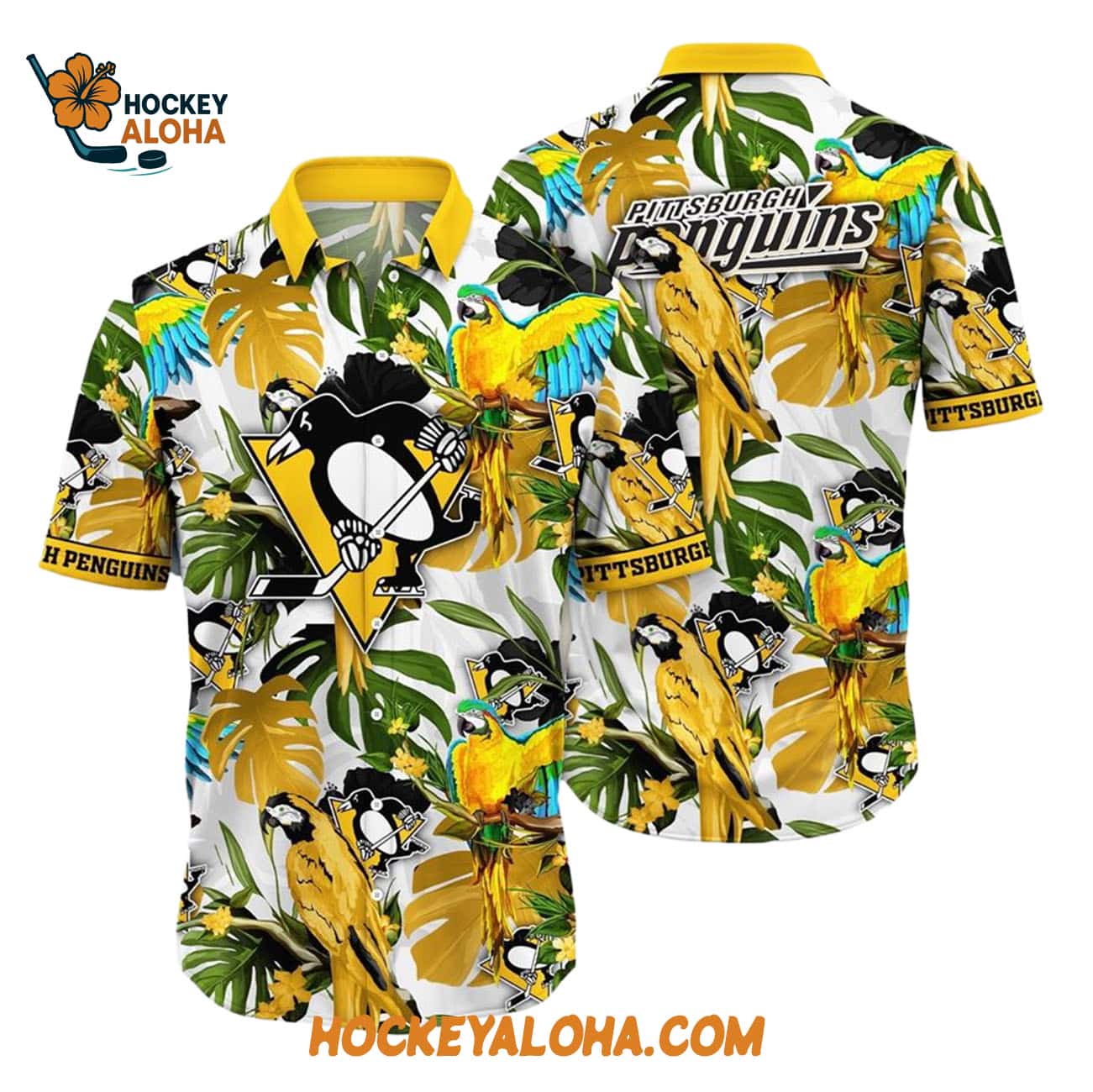 Pittsburgh Penguins Tropical Parrot Pattern Summer Hawaiian Shirt Pittsburgh Penguins Tropical Parrot Pattern Summer Hawaiian Shirt