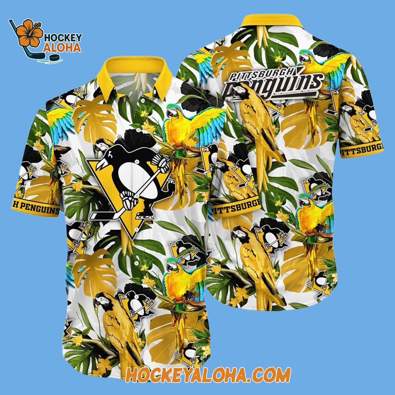 Pittsburgh Penguins Tropical Parrot Pattern Summer Hawaiian Shirt Pittsburgh Penguins Tropical Parrot Pattern Summer Hawaiian Shirt