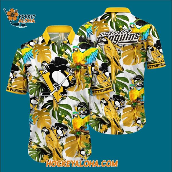 Pittsburgh Penguins Tropical Parrot Pattern Summer Hawaiian Shirt 3