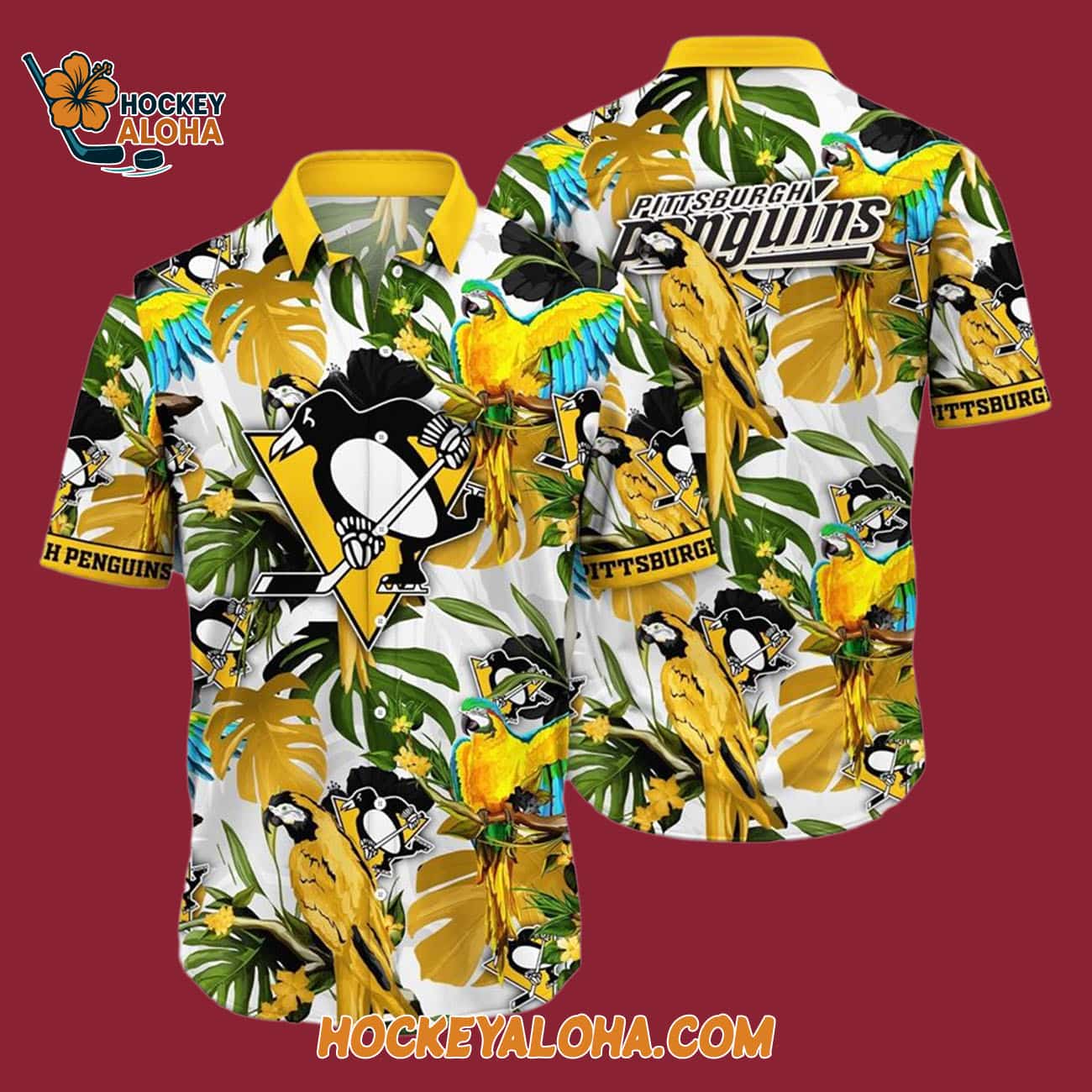 Pittsburgh Penguins Tropical Parrot Pattern Summer Hawaiian Shirt Pittsburgh Penguins Tropical Parrot Pattern Summer Hawaiian Shirt