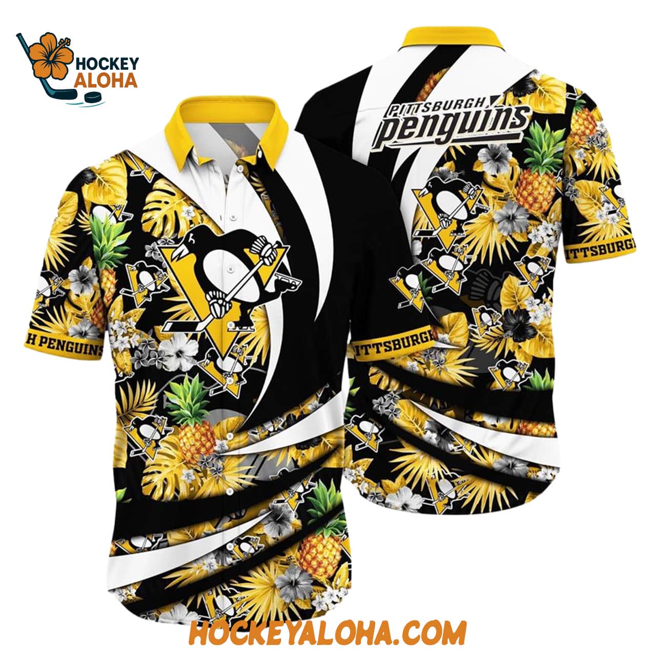 Pittsburgh Penguins With Tropical Pineapple Summer Hawaiian Shirt Pittsburgh Penguins With Tropical Pineapple Summer Hawaiian Shirt