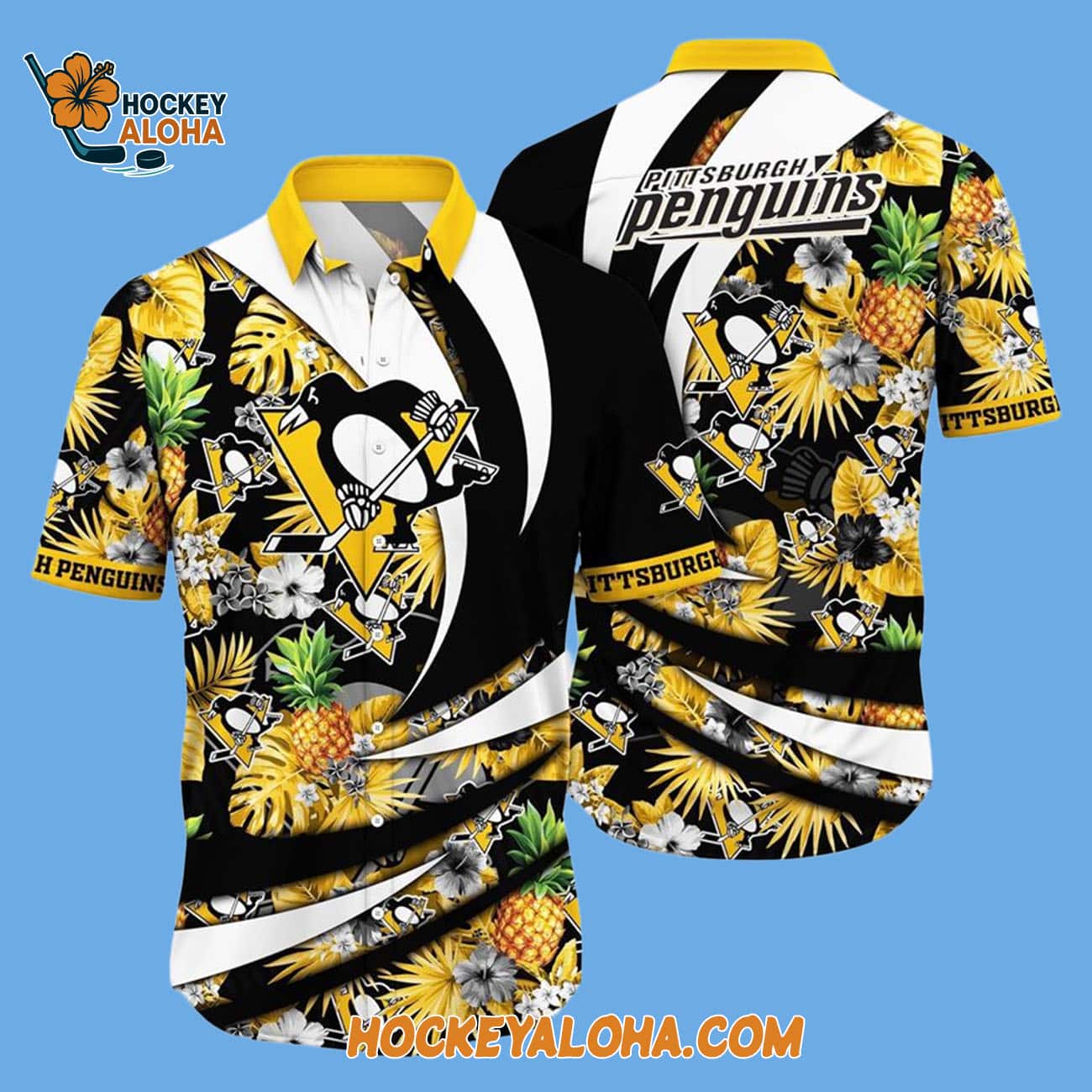 Pittsburgh Penguins With Tropical Pineapple Summer Hawaiian Shirt Pittsburgh Penguins With Tropical Pineapple Summer Hawaiian Shirt