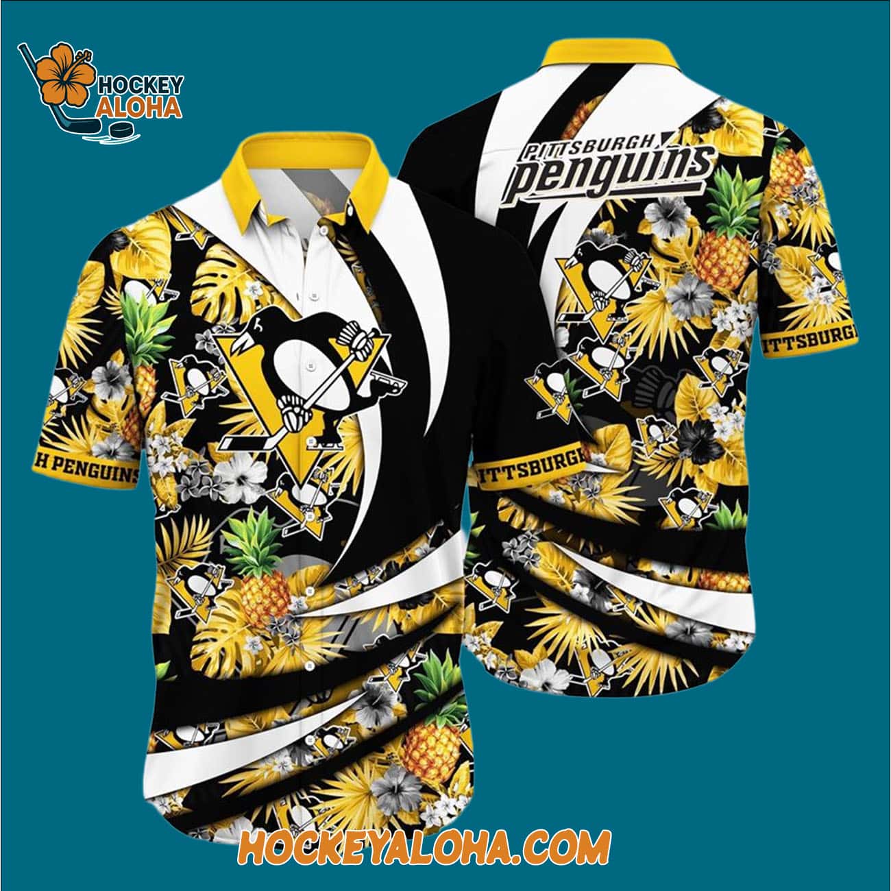 Pittsburgh Penguins With Tropical Pineapple Summer Hawaiian Shirt Pittsburgh Penguins With Tropical Pineapple Summer Hawaiian Shirt