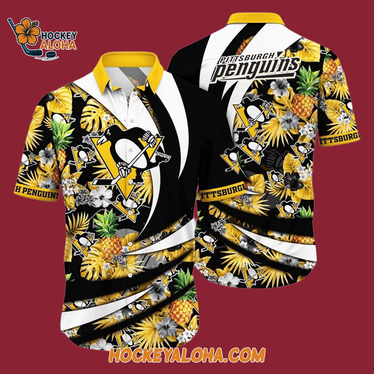 Pittsburgh Penguins With Tropical Pineapple Summer Hawaiian Shirt Pittsburgh Penguins With Tropical Pineapple Summer Hawaiian Shirt
