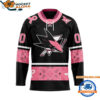 San Jose Sharks In October We Wear Pink Breast Cancer Design Hockey Jersey 1