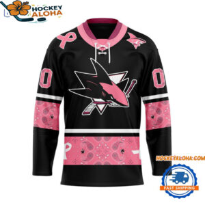 San Jose Sharks In October We Wear Pink Breast Cancer Design Hockey Jersey 1