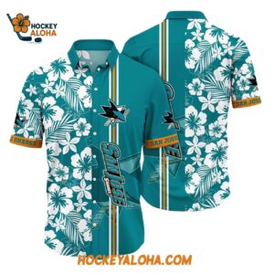 San Jose Sharks Tropical Apricot Blossom Pattern Summer Hawaiian Shirt 1