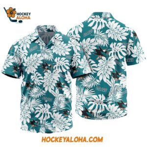 San Jose Sharks Tropical Leafs Design Hawaiian Shirt 1