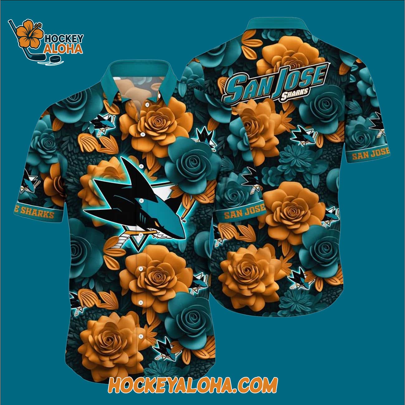 San Jose Sharks Tropical Rose Pattern Summer Hawaiian Shirt San Jose Sharks Tropical Rose Pattern Summer Hawaiian Shirt