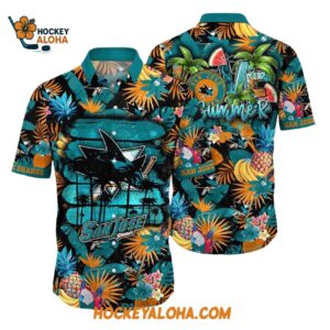 San Jose Sharks With Tropical Fruits Summer Hawaiian Shirt 1