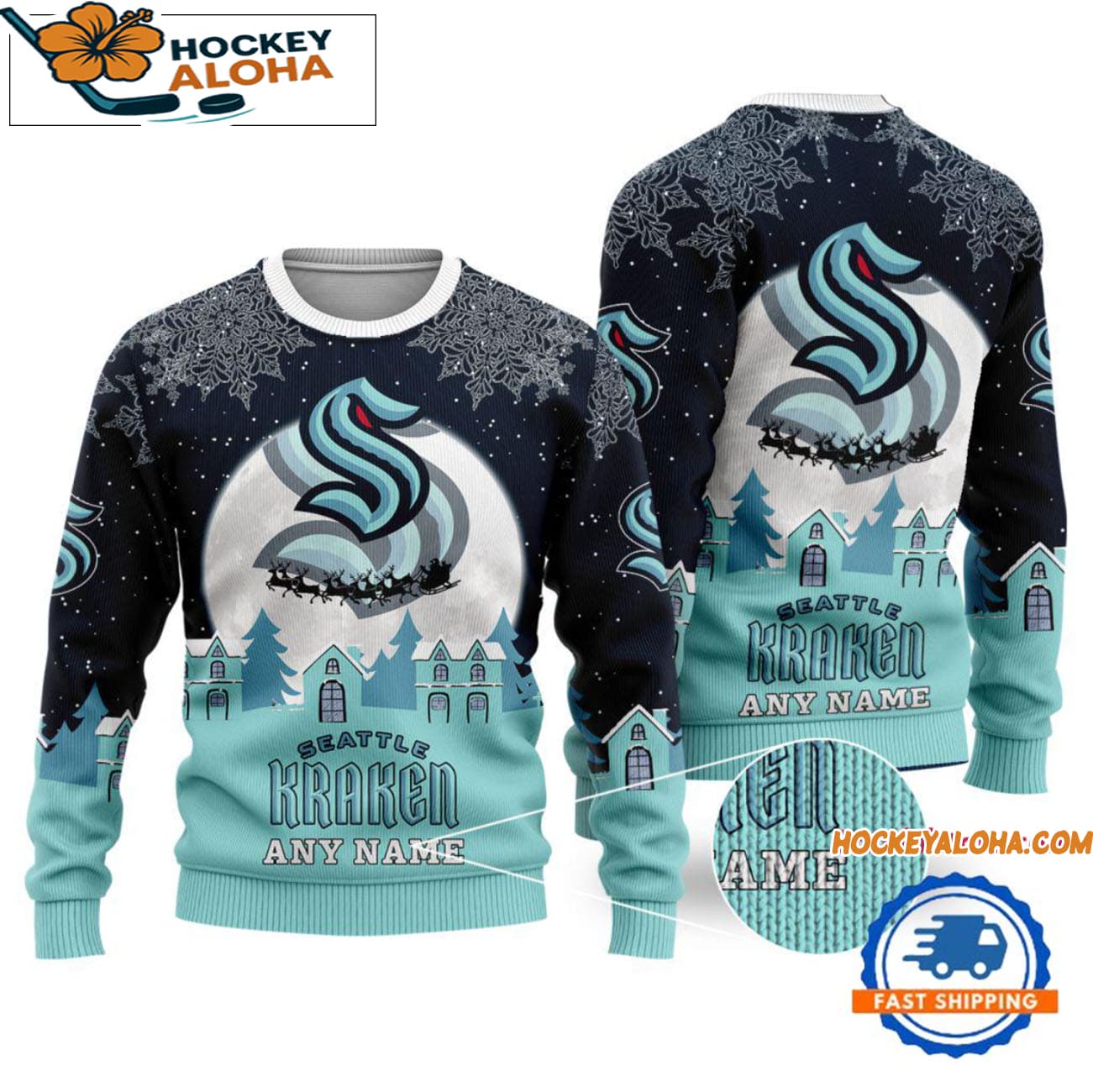 Seattle Kraken Hockey New Design Litmited Ugly Sweater Custom Name Seattle Kraken Hockey New Design Litmited Ugly Sweater Custom Name