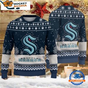 Seattle Kraken Hockey Team Design New Christmas Ugly Sweater
