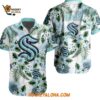 Seattle Kraken Hockey Tropical Flower Hawaiian Button Shirt 1
