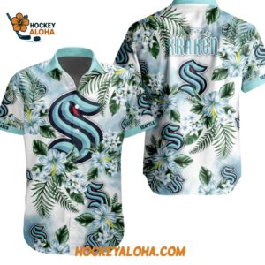 Seattle Kraken Hockey Tropical Flower Hawaiian Button Shirt 1