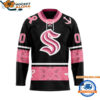 Seattle Kraken In October We Wear Pink Breast Cancer Design Hockey Jersey 1