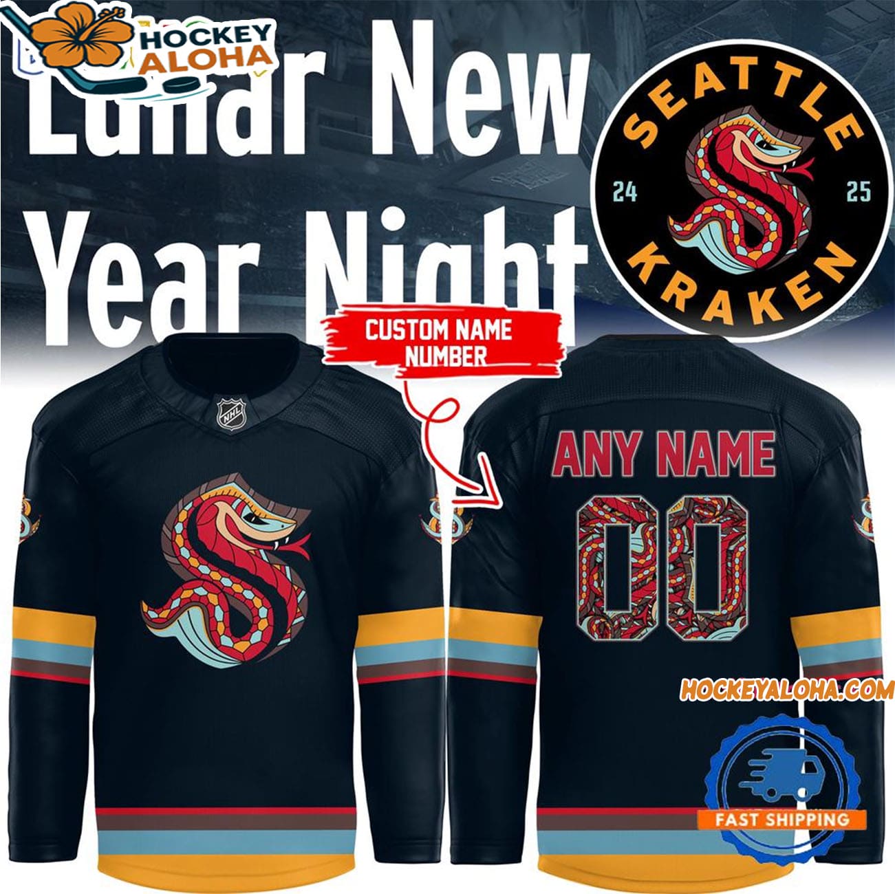Seattle Kraken Lunar New Year Night Limited Edition Hockey Jersey Seattle Kraken Lunar New Year Night Limited Edition Hockey Jersey