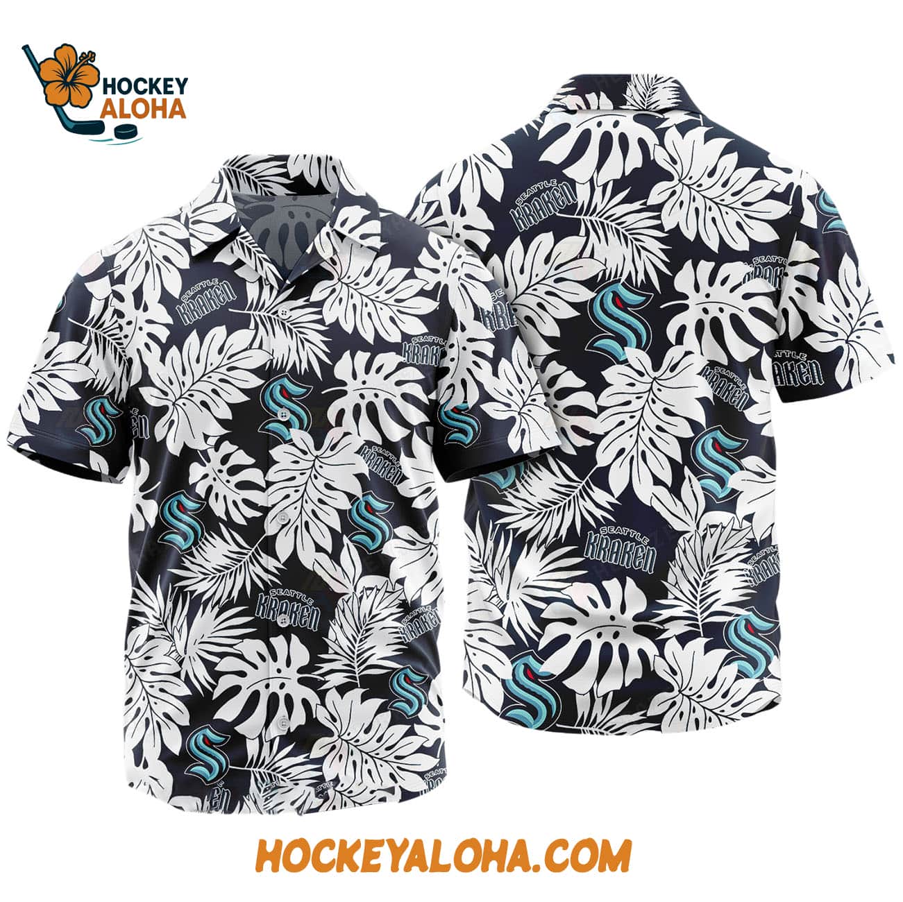 Seattle Kraken Tropical Leafs Design Hawaiian Shirt Seattle Kraken Tropical Leafs Design Hawaiian Shirt