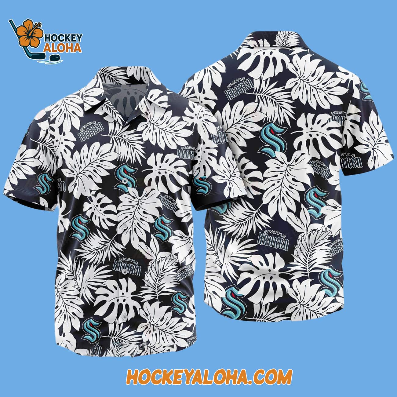 Seattle Kraken Tropical Leafs Design Hawaiian Shirt Seattle Kraken Tropical Leafs Design Hawaiian Shirt
