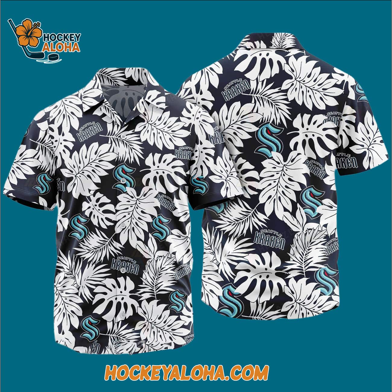 Seattle Kraken Tropical Leafs Design Hawaiian Shirt Seattle Kraken Tropical Leafs Design Hawaiian Shirt