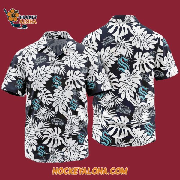 Seattle Kraken Tropical Leafs Design Hawaiian Shirt 4