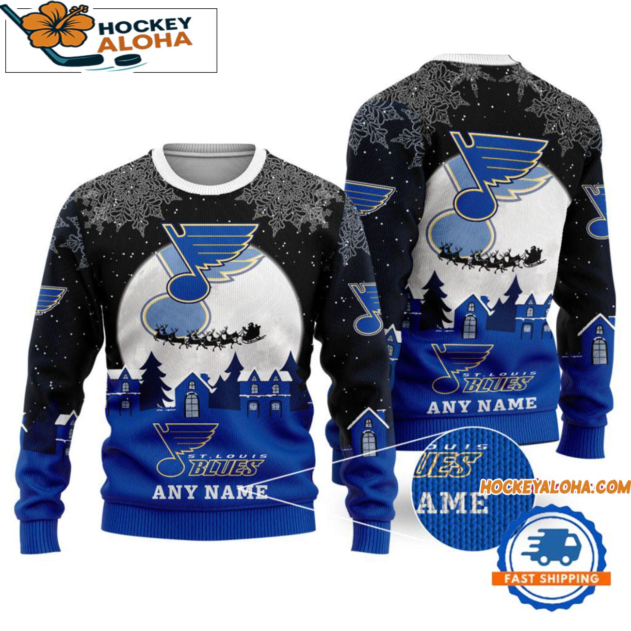 St Louis Blues Hockey New Design Litmited Ugly Sweater Custom Name St Louis Blues Hockey New Design Litmited Ugly Sweater Custom Name