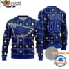 St Louis Blues Snow Tree Christmas Ugly Sweater Custom Name And Custom Number