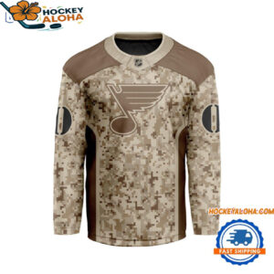 St Louis Blues Special Veterans Military Desert Camouflage Design Hockey Jersey 1