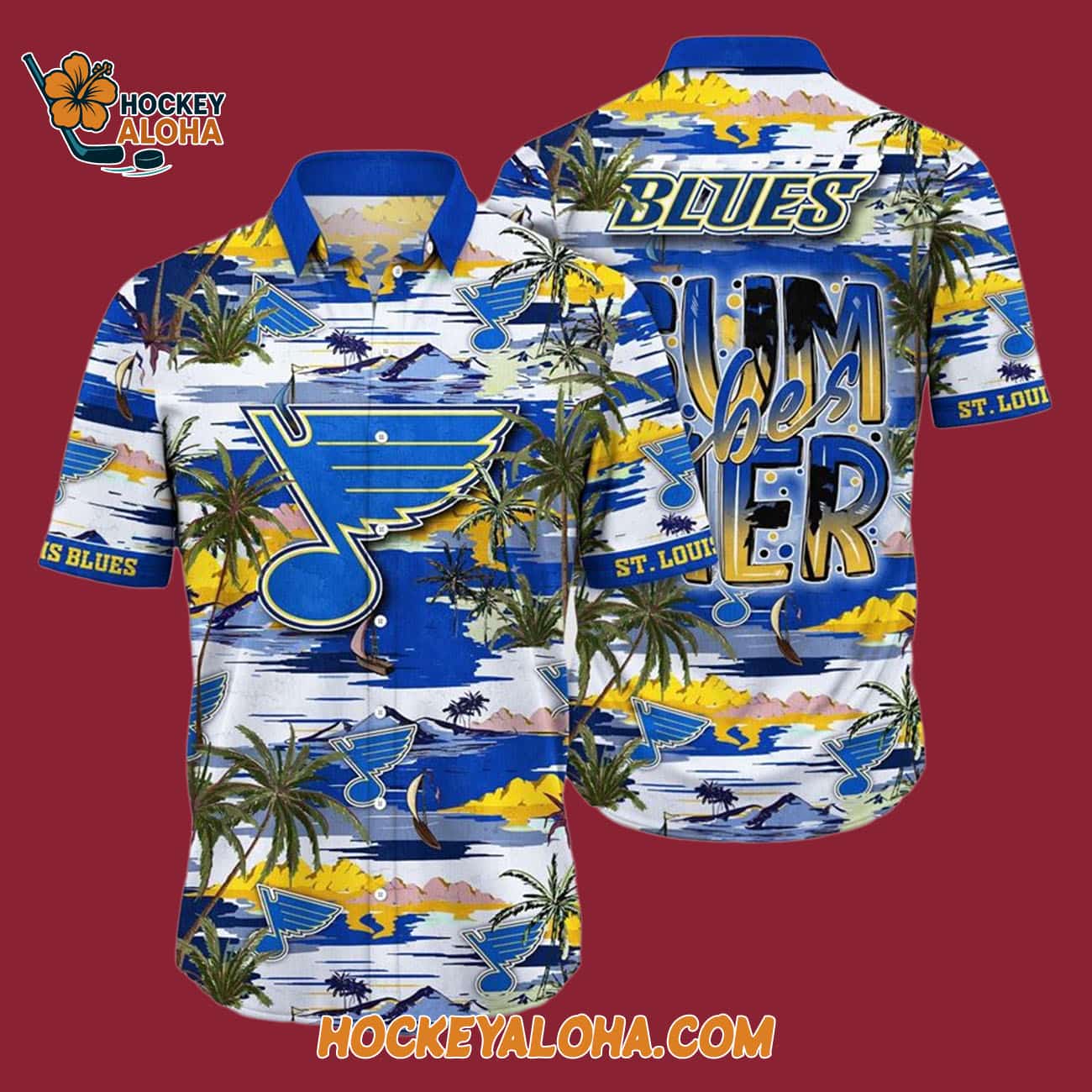 St Louis Blues Tropical Desert Island Motif Summer Hawaiian Shirt St Louis Blues Tropical Desert Island Motif Summer Hawaiian Shirt