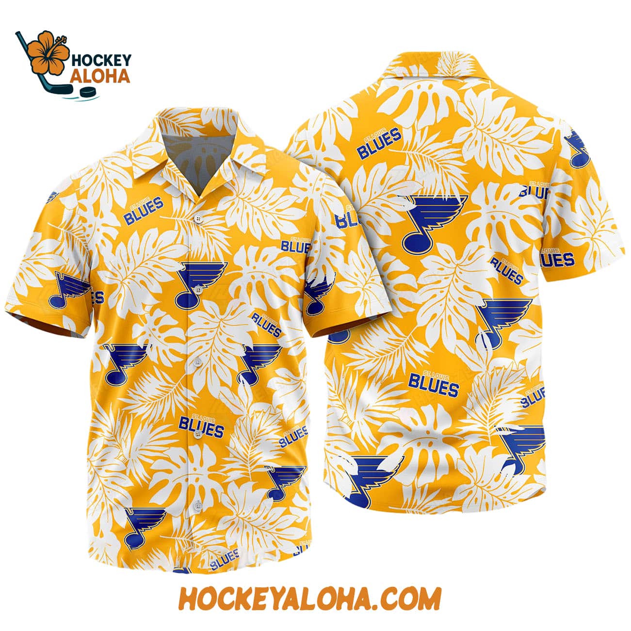 St Louis Blues Tropical Leafs Design Hawaiian Shirt St Louis Blues Tropical Leafs Design Hawaiian Shirt