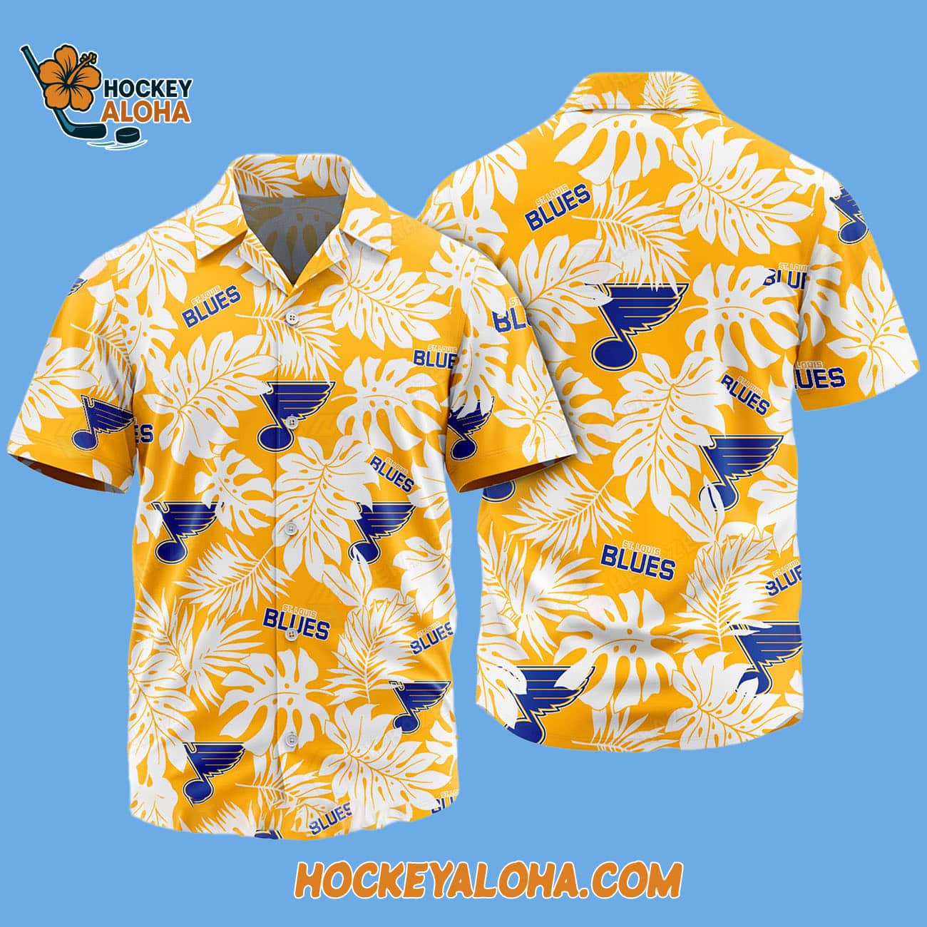 St Louis Blues Tropical Leafs Design Hawaiian Shirt St Louis Blues Tropical Leafs Design Hawaiian Shirt