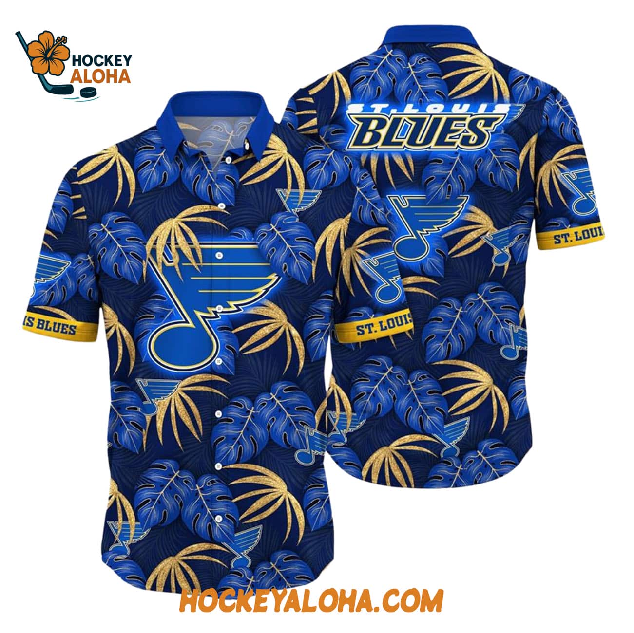 St Louis Blues Tropical Motifs Summer Hawaiian Shirt St Louis Blues Tropical Motifs Summer Hawaiian Shirt