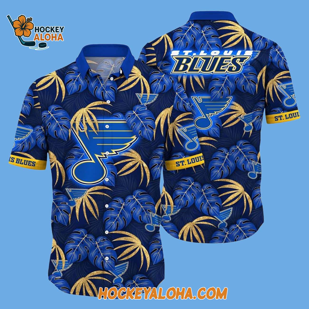 St Louis Blues Tropical Motifs Summer Hawaiian Shirt St Louis Blues Tropical Motifs Summer Hawaiian Shirt