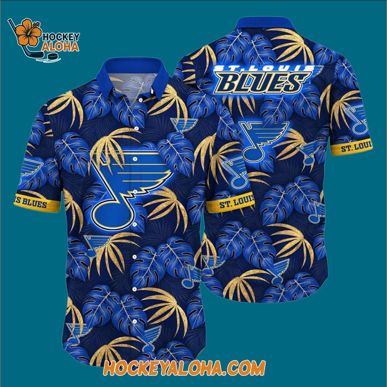 St Louis Blues Tropical Motifs Summer Hawaiian Shirt St Louis Blues Tropical Motifs Summer Hawaiian Shirt