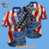St Louis Blues With American Flag Pattern Summer Hawaiian Shirt 2
