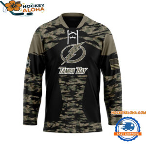 Tampa Bay Lightning Custom Honoring Veterans Camo Hockey Jersey 1