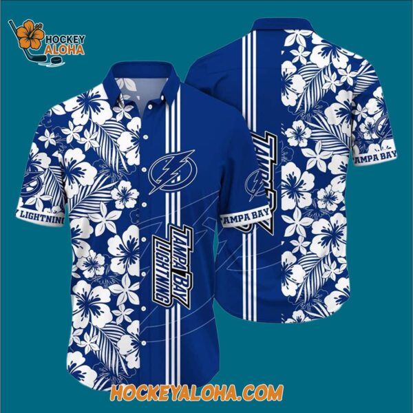 Tampa Bay Lightning Tropical Apricot Blossom Pattern Summer Hawaiian Shirt 3