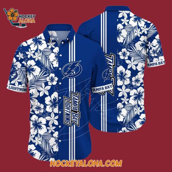 Tampa Bay Lightning Tropical Apricot Blossom Pattern Summer Hawaiian Shirt 4