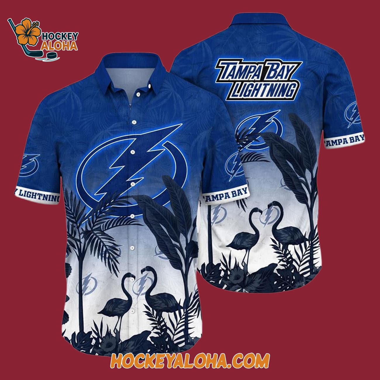 Tampa Bay Lightning Tropical Flamingo Pattern Summer Hawaiian Shirt Tampa Bay Lightning Tropical Flamingo Pattern Summer Hawaiian Shirt