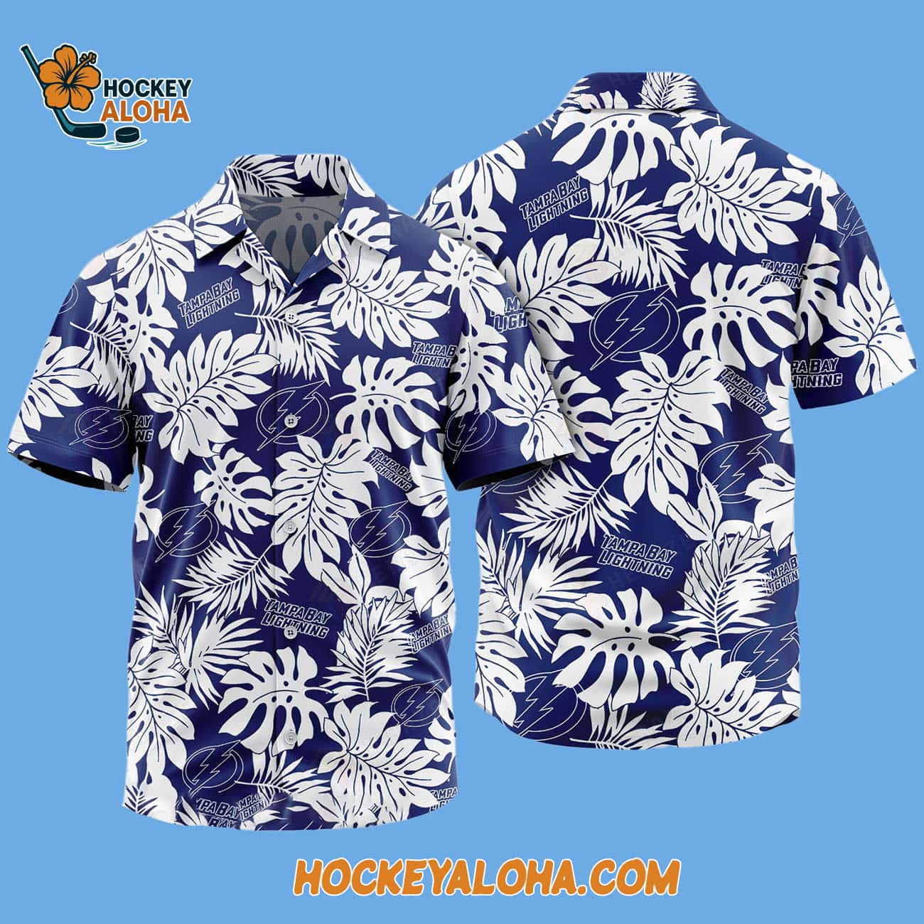 Tampa Bay Lightning Tropical Leafs Design Hawaiian Shirt Tampa Bay Lightning Tropical Leafs Design Hawaiian Shirt
