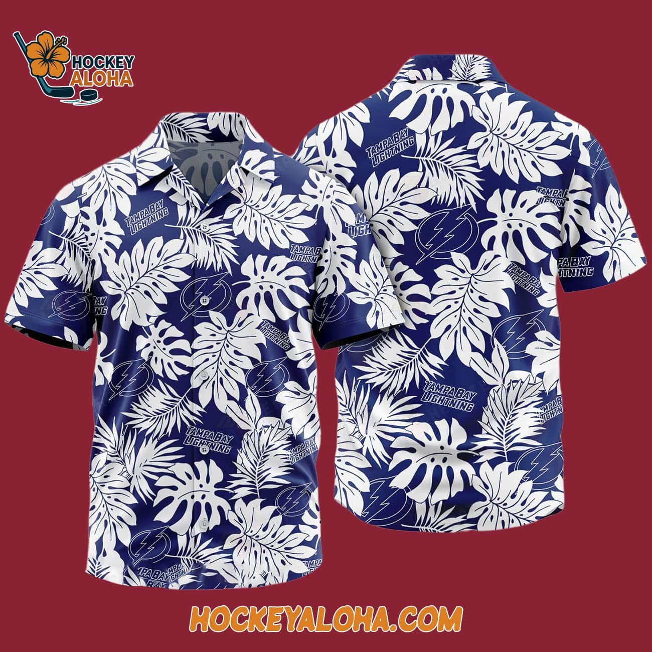 Tampa Bay Lightning Tropical Leafs Design Hawaiian Shirt Tampa Bay Lightning Tropical Leafs Design Hawaiian Shirt