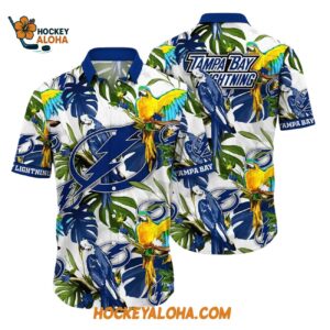 Tampa Bay Lightning Tropical Parrot Pattern Summer Hawaiian Shirt 1