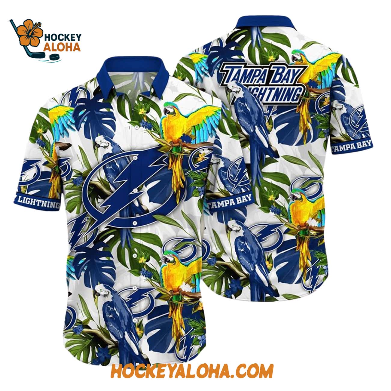 Tampa Bay Lightning Tropical Parrot Pattern Summer Hawaiian Shirt Tampa Bay Lightning Tropical Parrot Pattern Summer Hawaiian Shirt