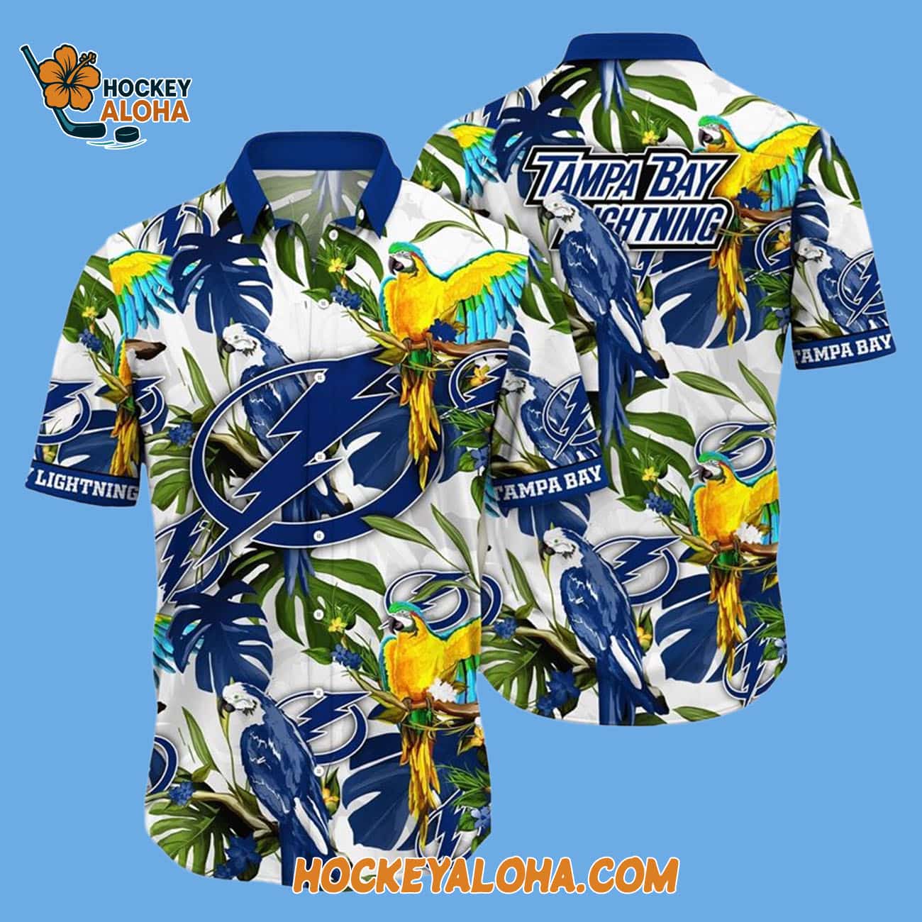 Tampa Bay Lightning Tropical Parrot Pattern Summer Hawaiian Shirt Tampa Bay Lightning Tropical Parrot Pattern Summer Hawaiian Shirt