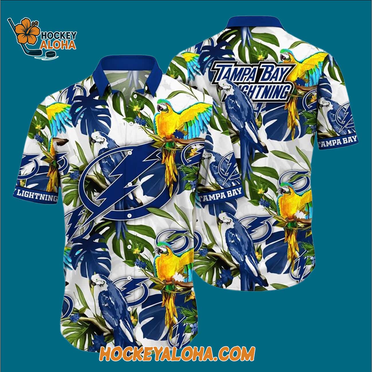 Tampa Bay Lightning Tropical Parrot Pattern Summer Hawaiian Shirt Tampa Bay Lightning Tropical Parrot Pattern Summer Hawaiian Shirt