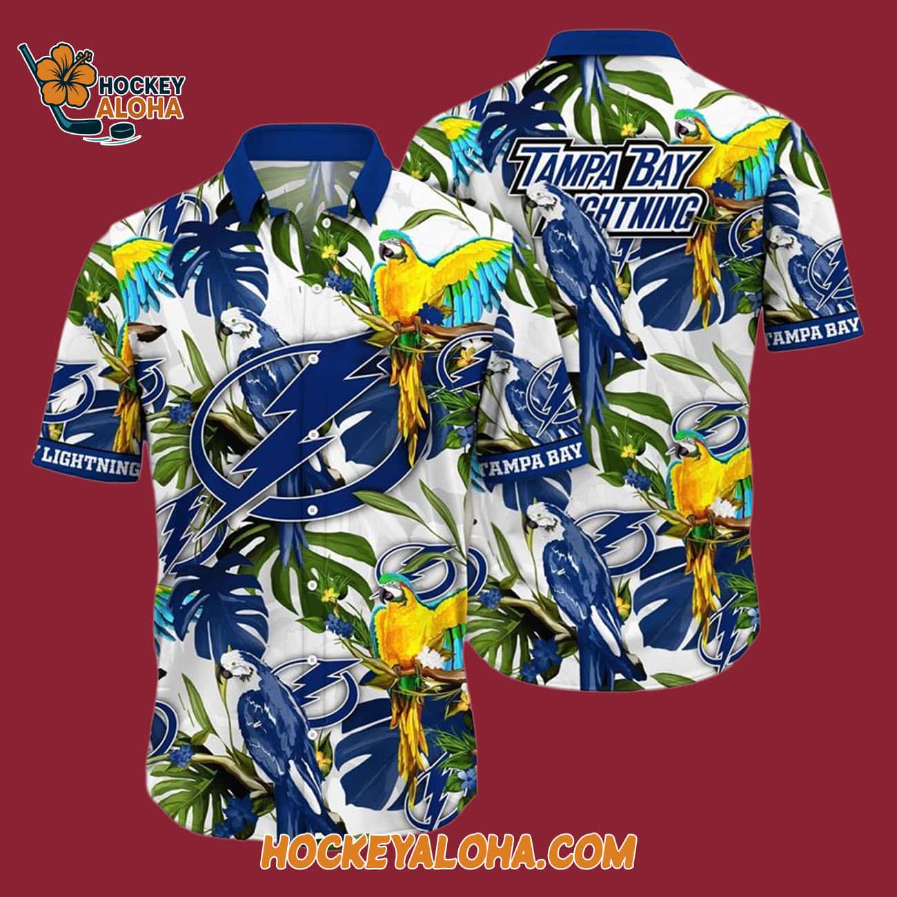 Tampa Bay Lightning Tropical Parrot Pattern Summer Hawaiian Shirt Tampa Bay Lightning Tropical Parrot Pattern Summer Hawaiian Shirt