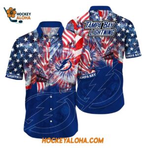 Tampa Bay Lightning With American Independence Day Pattern Summer Hawaiian Shirt 1