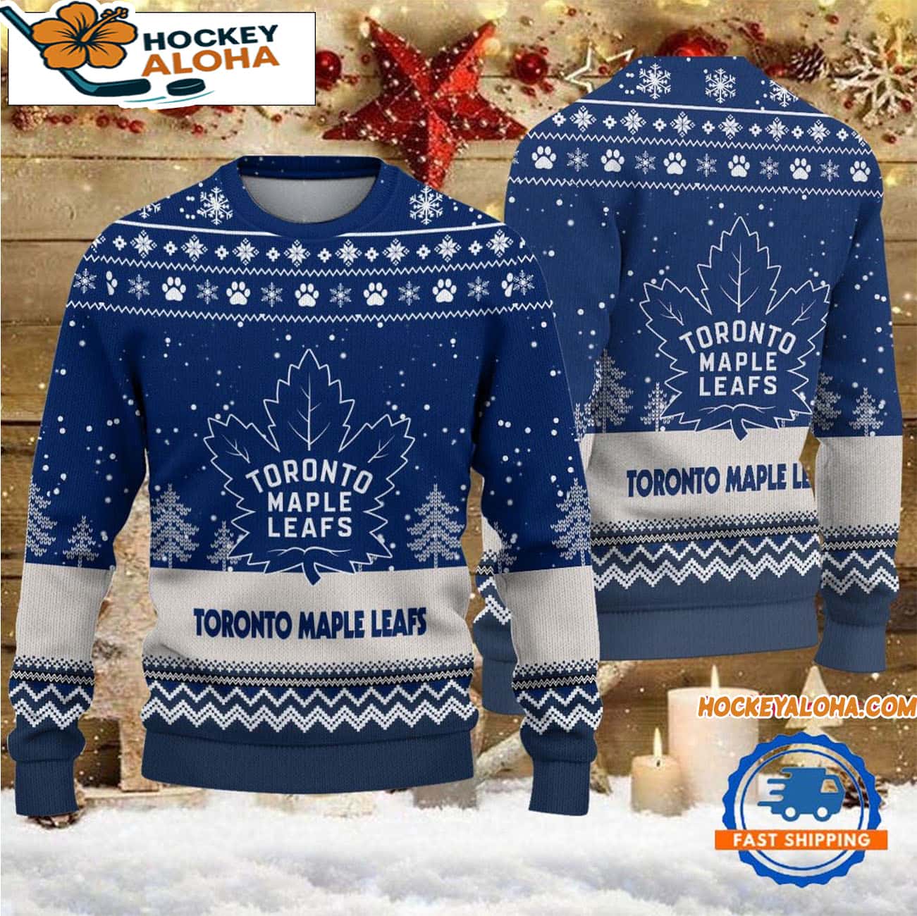 Toronto Maple Leafs Hockey Team Design New Christmas Ugly Sweater Toronto Maple Leafs Hockey Team Design New Christmas Ugly Sweater