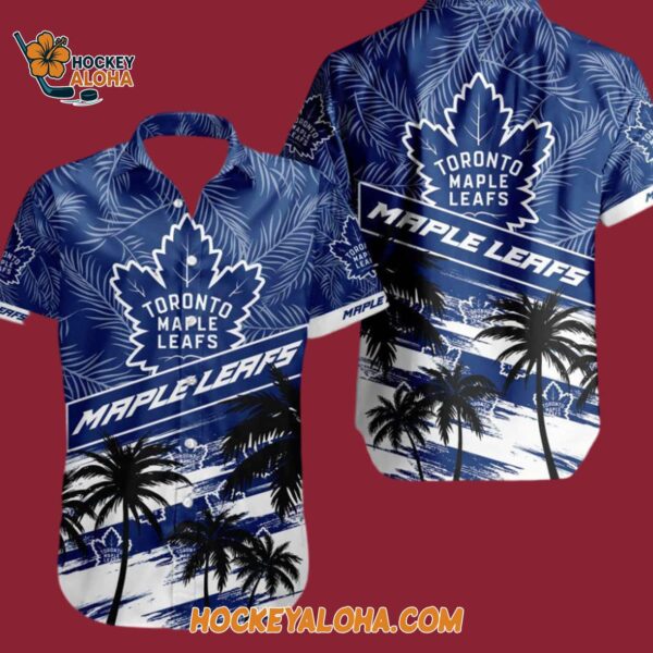 Toronto Maple Leafs Special Palm Tree Hawaiian Button Shirt 4