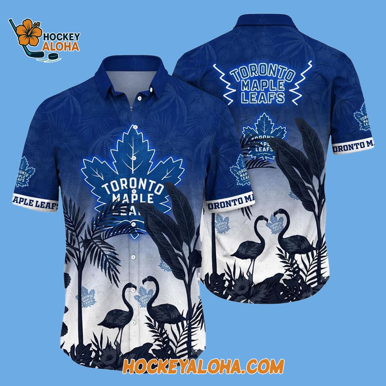 Toronto Maple Leafs Tropical Flamingo Pattern Summer Hawaiian Shirt Toronto Maple Leafs Tropical Flamingo Pattern Summer Hawaiian Shirt