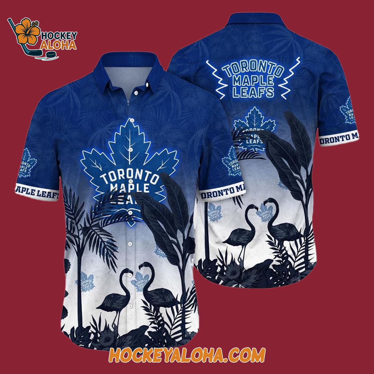 Toronto Maple Leafs Tropical Flamingo Pattern Summer Hawaiian Shirt Toronto Maple Leafs Tropical Flamingo Pattern Summer Hawaiian Shirt